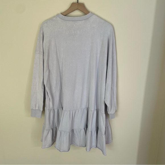 AE Terry Cloth Tiered Mini Sweatshirt Dress Lilac Purple Dress Size Medium - Picture 2 of 4